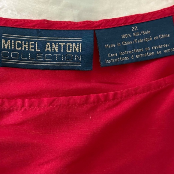 TANK TOP, 100% SILK, RED, SIZE 22, ROUND NECK, MICHEL ANTONI FOR ADDITION ELLE, - Picture 2 of 3